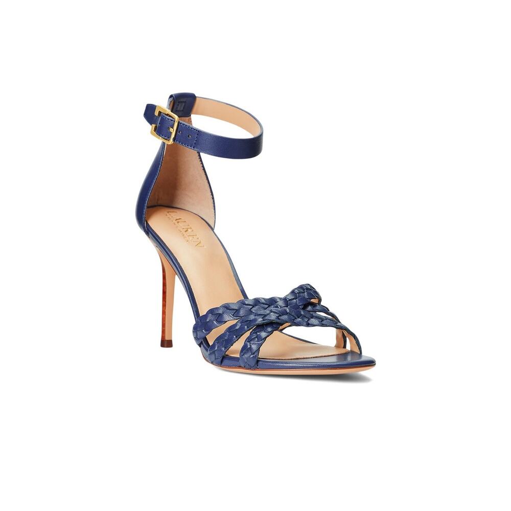LAUREN Ralph Lauren Grayce Nappa Leather Sandal Denim Blue/Denim Blue 5 B (M)